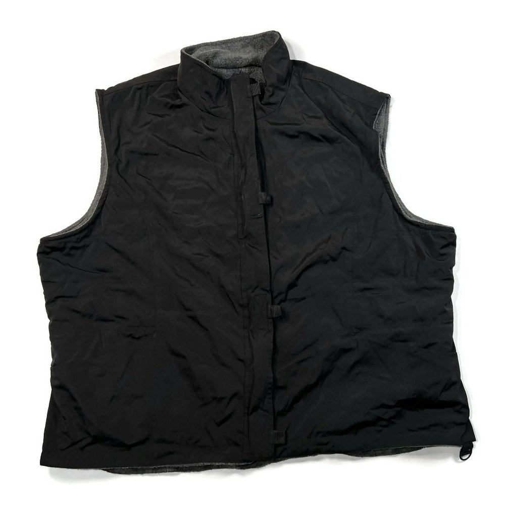 Crossroads Full Zip Reversible Vest Womens‎ 3X Black & Gray Fleece